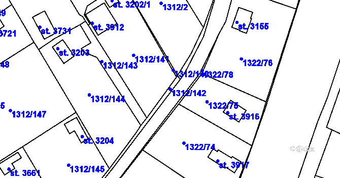 Parcela st. 1312/142 v KÚ Pražské Předměstí, Katastrální mapa