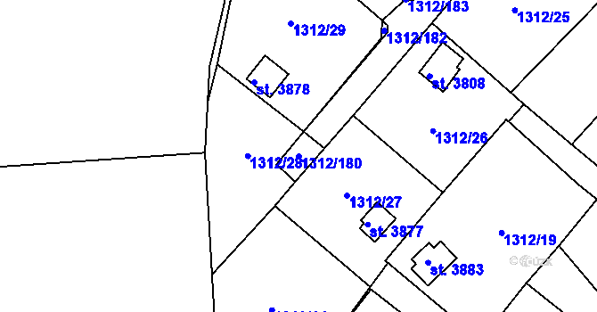 Parcela st. 1312/180 v KÚ Pražské Předměstí, Katastrální mapa