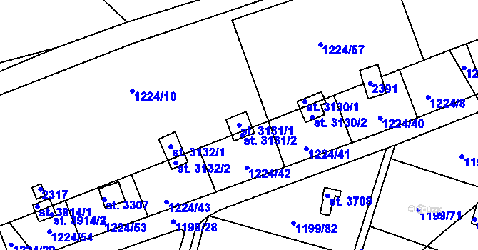 Parcela st. 3131/1 v KÚ Pražské Předměstí, Katastrální mapa