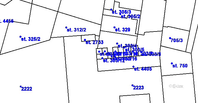 Parcela st. 303/11 v KÚ Pražské Předměstí, Katastrální mapa