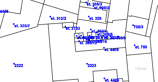 Parcela st. 303/12 v KÚ Pražské Předměstí, Katastrální mapa