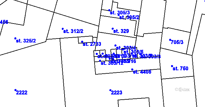Parcela st. 303/13 v KÚ Pražské Předměstí, Katastrální mapa