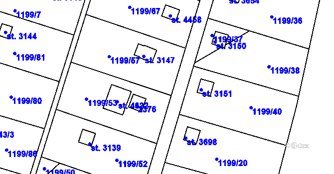 Parcela st. 1199/55 v KÚ Pražské Předměstí, Katastrální mapa