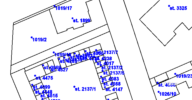 Parcela st. 2137/7 v KÚ Pražské Předměstí, Katastrální mapa