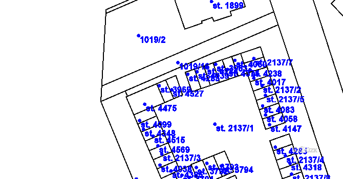 Parcela st. 4527 v KÚ Pražské Předměstí, Katastrální mapa