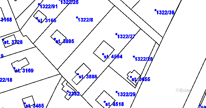 Parcela st. 4594 v KÚ Pražské Předměstí, Katastrální mapa