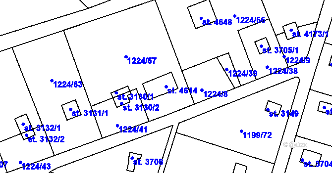 Parcela st. 4614 v KÚ Pražské Předměstí, Katastrální mapa