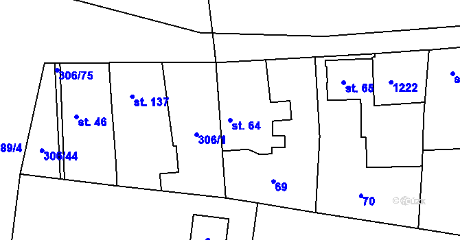 Parcela st. 64 v KÚ Nový Hradec Králové, Katastrální mapa