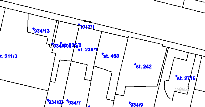 Parcela st. 468 v KÚ Nový Hradec Králové, Katastrální mapa