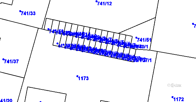 Parcela st. 727/7 v KÚ Nový Hradec Králové, Katastrální mapa