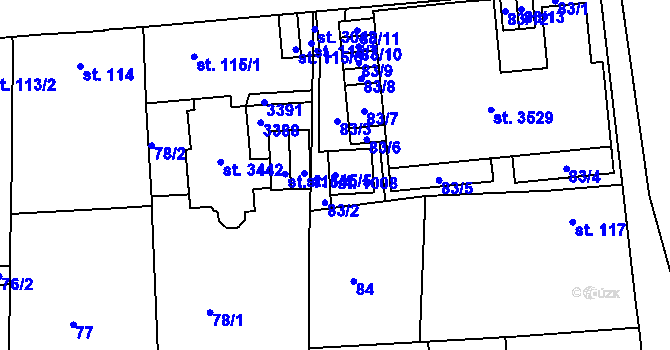 Parcela st. 1008 v KÚ Nový Hradec Králové, Katastrální mapa