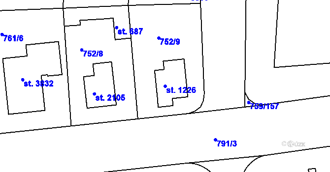 Parcela st. 1226 v KÚ Nový Hradec Králové, Katastrální mapa