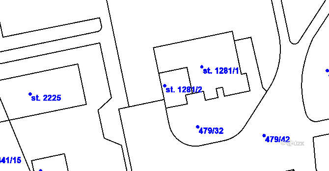 Parcela st. 1281/2 v KÚ Nový Hradec Králové, Katastrální mapa