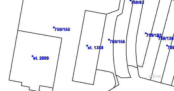 Parcela st. 1358 v KÚ Nový Hradec Králové, Katastrální mapa