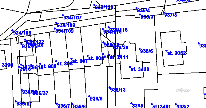 Parcela st. 2110 v KÚ Nový Hradec Králové, Katastrální mapa