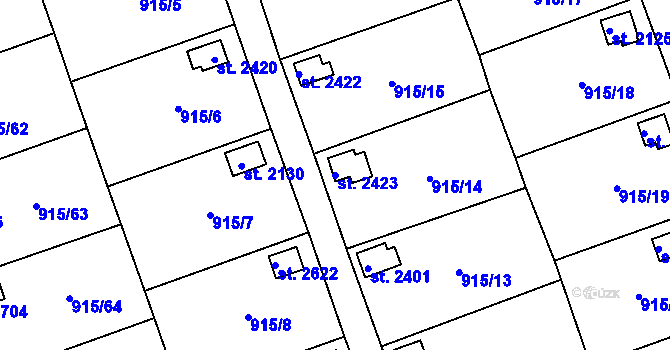 Parcela st. 2423 v KÚ Nový Hradec Králové, Katastrální mapa