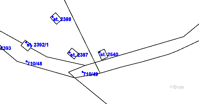 Parcela st. 2540 v KÚ Nový Hradec Králové, Katastrální mapa