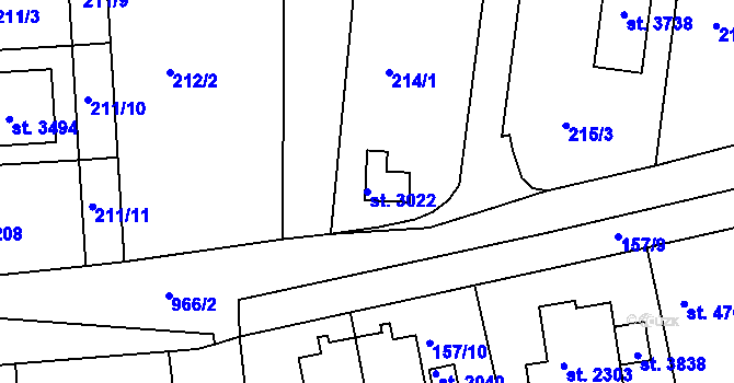 Parcela st. 3022 v KÚ Nový Hradec Králové, Katastrální mapa