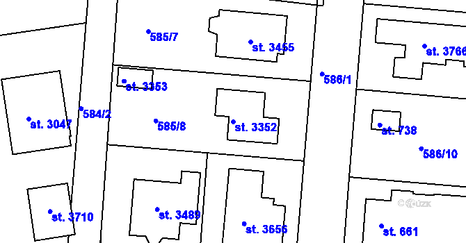 Parcela st. 3352 v KÚ Nový Hradec Králové, Katastrální mapa