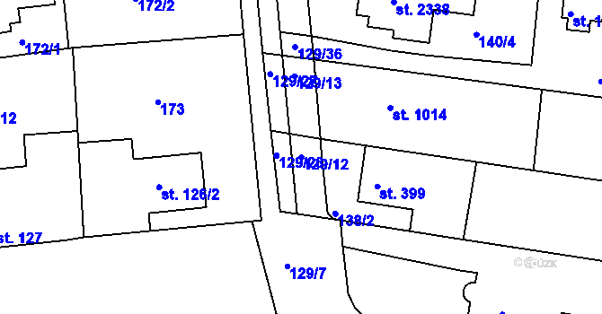 Parcela st. 129/12 v KÚ Nový Hradec Králové, Katastrální mapa