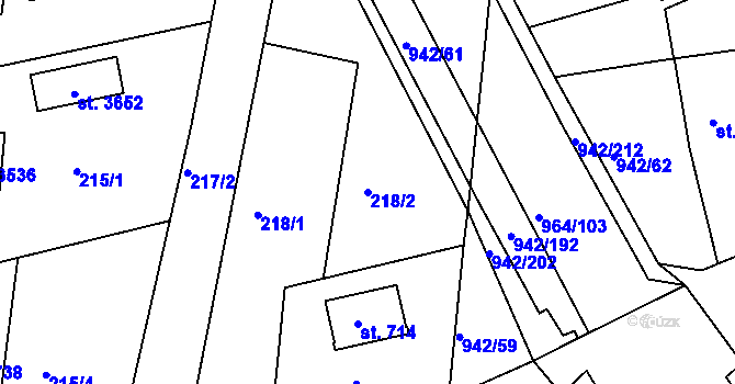 Parcela st. 218/2 v KÚ Nový Hradec Králové, Katastrální mapa