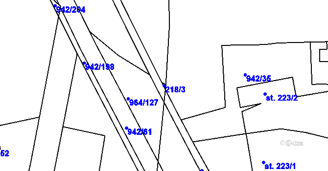 Parcela st. 218/3 v KÚ Nový Hradec Králové, Katastrální mapa