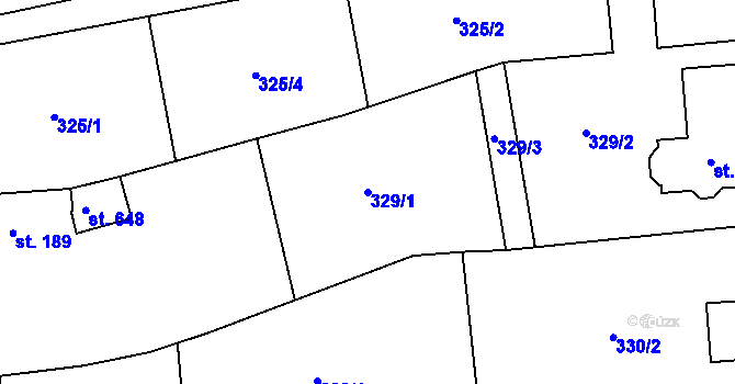 Parcela st. 329/1 v KÚ Nový Hradec Králové, Katastrální mapa