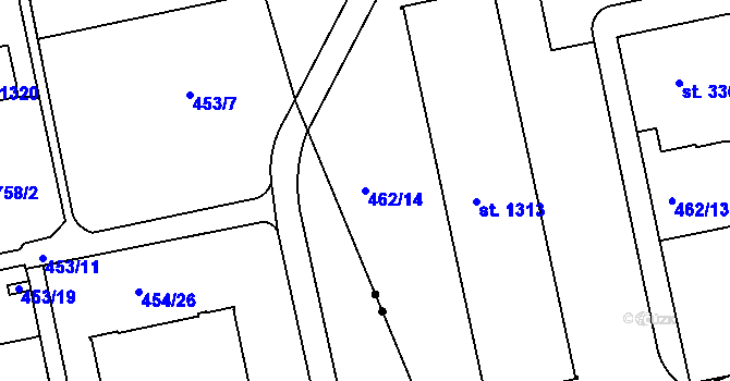 Parcela st. 462/14 v KÚ Nový Hradec Králové, Katastrální mapa