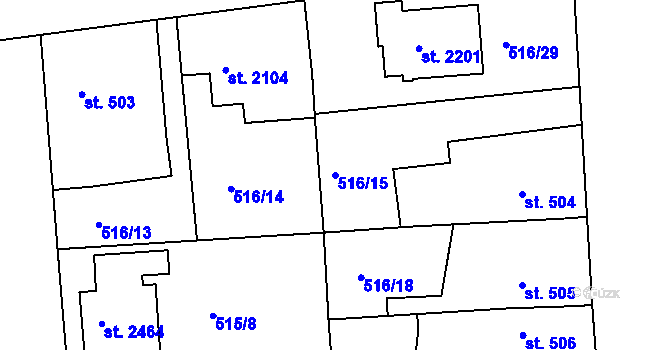 Parcela st. 516/15 v KÚ Nový Hradec Králové, Katastrální mapa