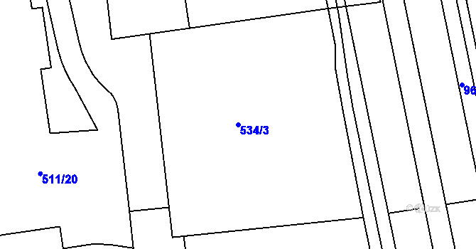 Parcela st. 534/3 v KÚ Nový Hradec Králové, Katastrální mapa