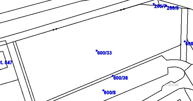 Parcela st. 600/33 v KÚ Nový Hradec Králové, Katastrální mapa