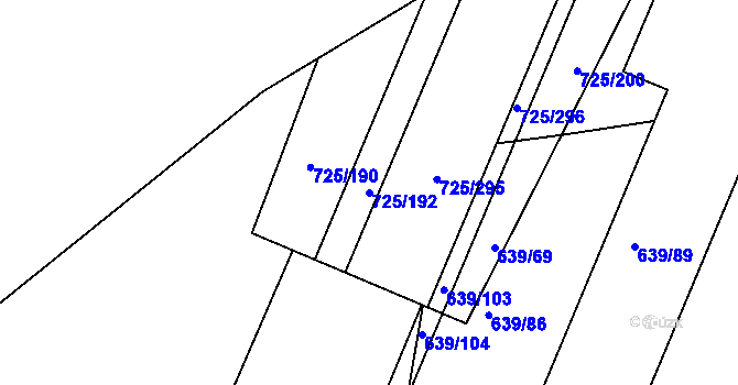 Parcela st. 725/192 v KÚ Nový Hradec Králové, Katastrální mapa