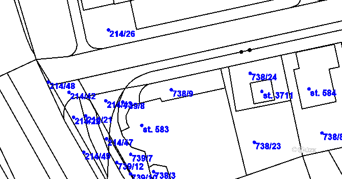 Parcela st. 738/9 v KÚ Nový Hradec Králové, Katastrální mapa