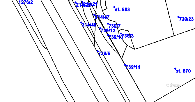 Parcela st. 739/6 v KÚ Nový Hradec Králové, Katastrální mapa
