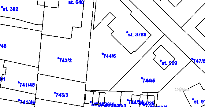 Parcela st. 744/6 v KÚ Nový Hradec Králové, Katastrální mapa