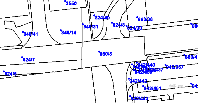 Parcela st. 860/5 v KÚ Nový Hradec Králové, Katastrální mapa