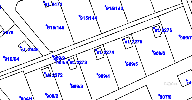 Parcela st. 2274 v KÚ Nový Hradec Králové, Katastrální mapa