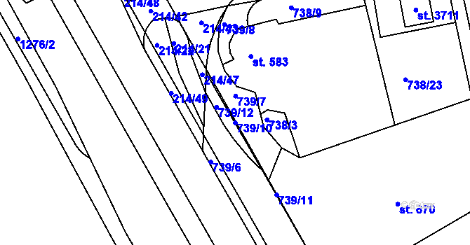 Parcela st. 739/10 v KÚ Nový Hradec Králové, Katastrální mapa