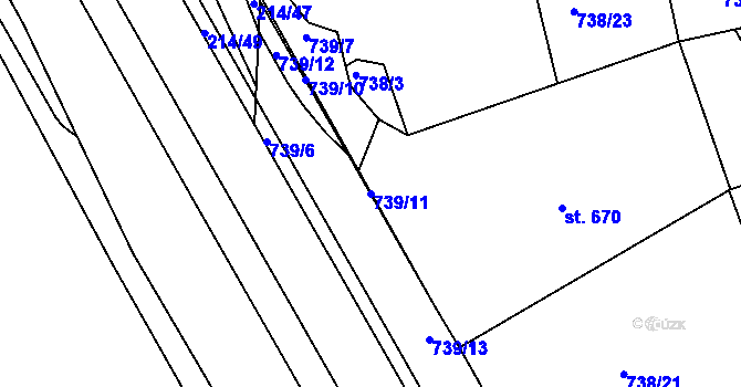 Parcela st. 739/11 v KÚ Nový Hradec Králové, Katastrální mapa