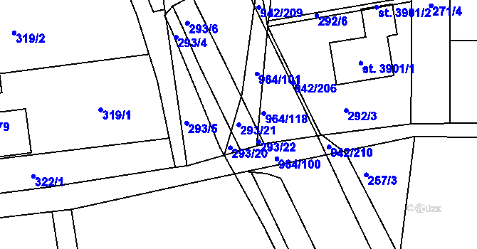 Parcela st. 293/21 v KÚ Nový Hradec Králové, Katastrální mapa