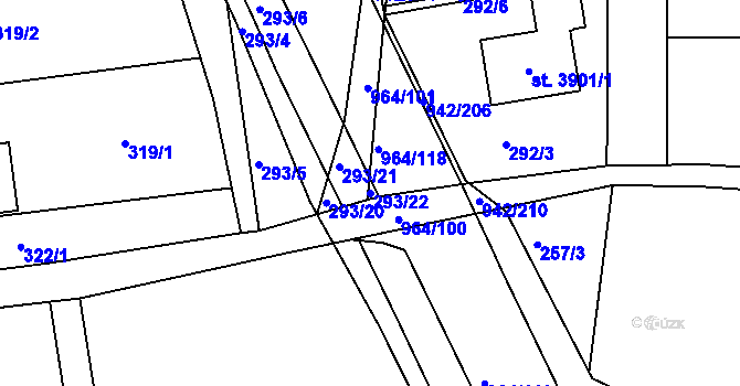 Parcela st. 293/22 v KÚ Nový Hradec Králové, Katastrální mapa