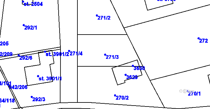 Parcela st. 271/3 v KÚ Nový Hradec Králové, Katastrální mapa
