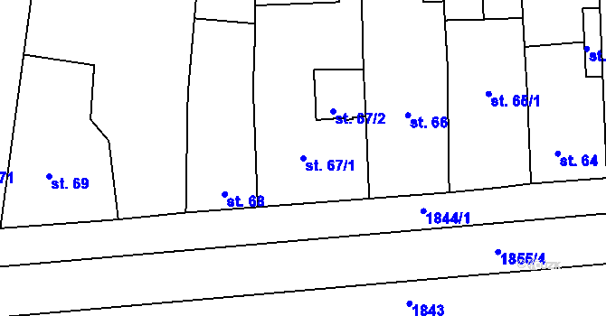 Parcela st. 67/1 v KÚ Kukleny, Katastrální mapa
