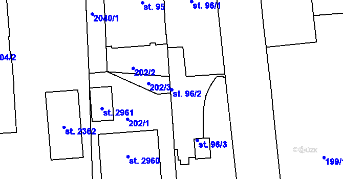 Parcela st. 96/2 v KÚ Kukleny, Katastrální mapa