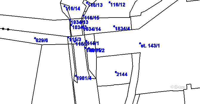 Parcela st. 143/3 v KÚ Kukleny, Katastrální mapa