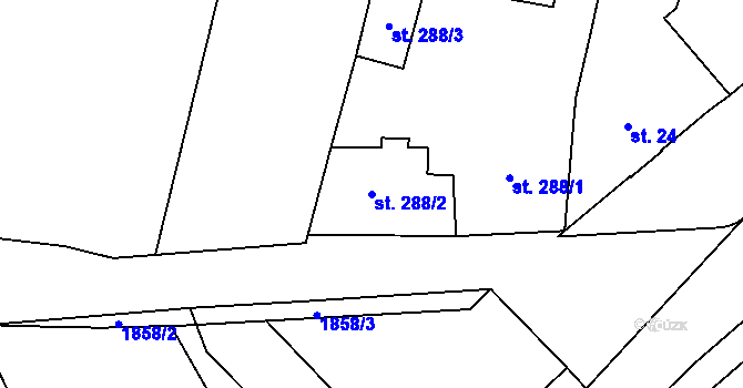 Parcela st. 288/2 v KÚ Kukleny, Katastrální mapa