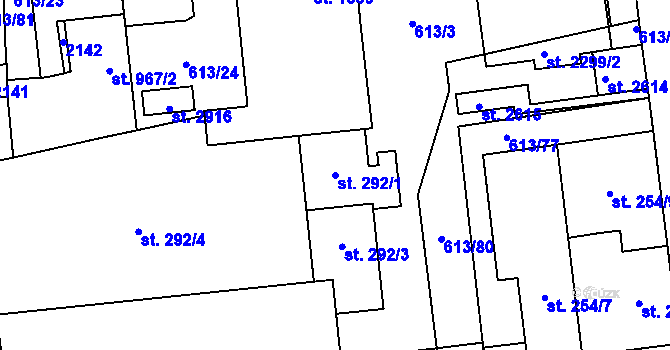 Parcela st. 292/1 v KÚ Kukleny, Katastrální mapa