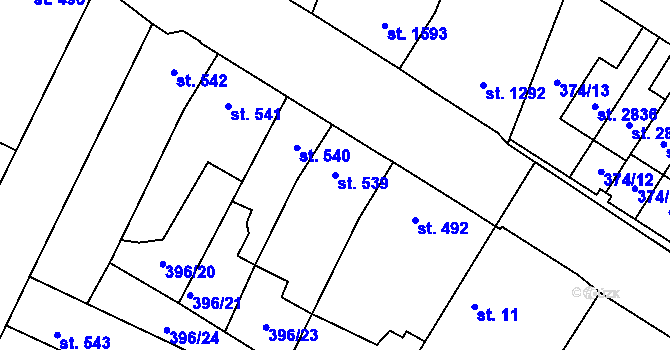 Parcela st. 539 v KÚ Kukleny, Katastrální mapa
