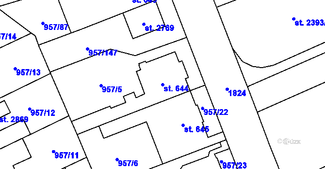 Parcela st. 644 v KÚ Kukleny, Katastrální mapa