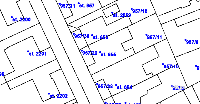 Parcela st. 655 v KÚ Kukleny, Katastrální mapa